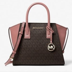 MICHAEL KORS Avril Small Logo Top-Zip Satchel (Sunset Rose)